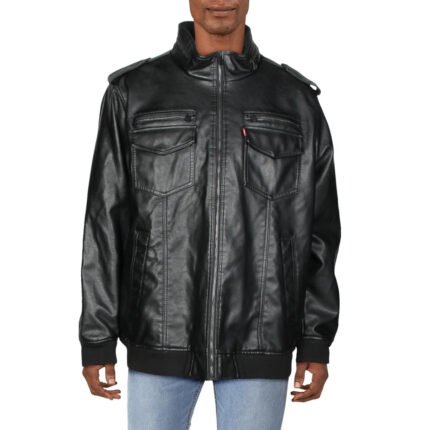 Levi's Mens Cold Winter Faux Leather Bomber Jacket