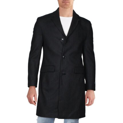 Nautica Mens Wool Blend Midi Car Coat