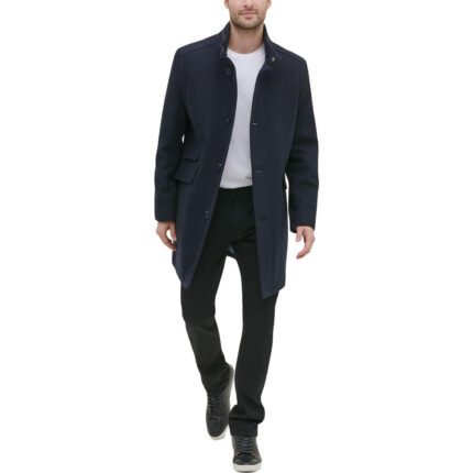 Kenneth Cole New York Mens Wool Blend Single Breasted Pea Coat